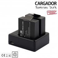 CARGADOR DOBLE X 2 Baterías para SJCAM interna recambio camara deportiva SJ4000 SJ7000