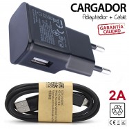 CARGADOR DE PARED USB 2A + CABLE MICRO-USB
