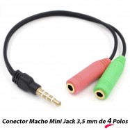 CABLE ADAPTADOR JACK 35 MM, DE AUDIO Y MICRÓFONO