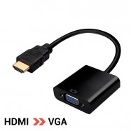 Conversor Cable Adaptador de HDMI Macho a VGA Hembra - HDMI to VGA 1080p Negro