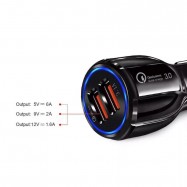 cargador de movil para coche carga rapida doble usb adaptador de mechero para smartphone qualcomm 3.0