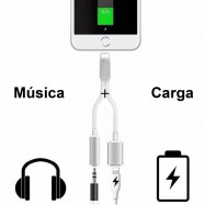 Adaptador lightning de 8 pines para carga y música jack 3.5mm para escuchar música mientras cargas tu iPhone