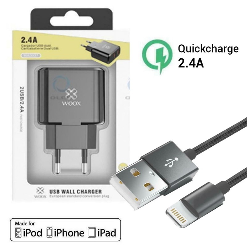 Cargador de carga rápida para Apple iPhone con lightning trenzado de 8 pines para carga y datos
