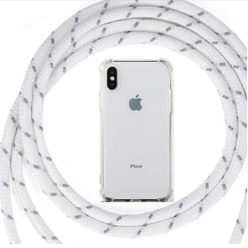 Funda de silicona transparente con cuerda cordón correa para iPhone 11 11 Pro 11 Pro Max iPhone XR y iPhone X XS