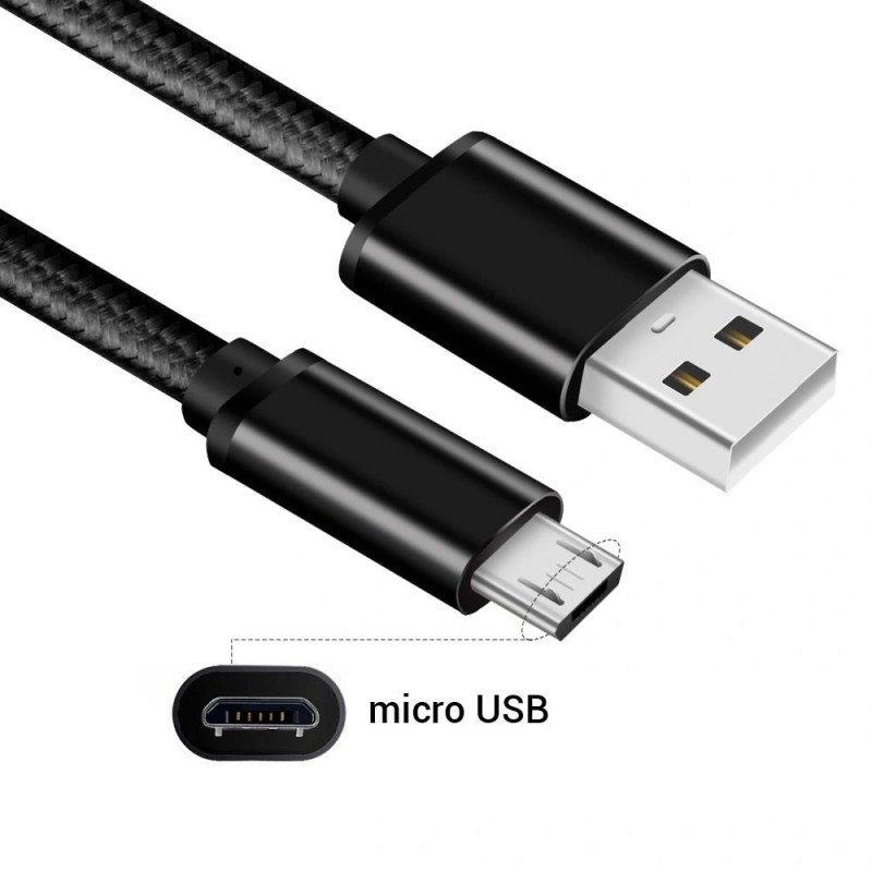 Cable trenzado nylon para carga rápida y datos de móvil o tablet conexión Micro USB Huawei, Xiaomi, Samsung