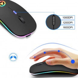 Ratón mouse gamer gaming inalambrico para PC con luz led conexión inalámbrica bluetooth 5.0 + 2.4 ghz