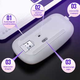 Ratón mouse gamer gaming inalambrico para PC con luz led conexión inalámbrica bluetooth 5.0 + 2.4 ghz