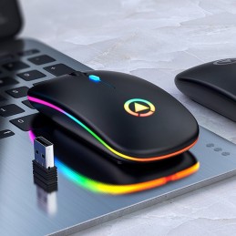 Ratón mouse gamer gaming inalambrico para PC con luz led conexión inalámbrica bluetooth 5.0 + 2.4 ghz