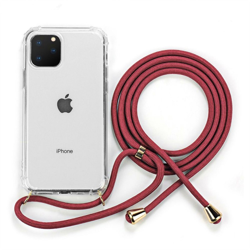 Funda de silicona transparente con cuerda cordón correa para iPhone 11 11 Pro 11 Pro Max iPhone XR y iPhone X XS