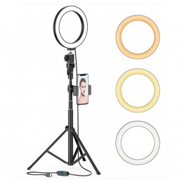 Aro de luz + trípode ajustable para smartphone kit de fotografía con iluminación para tik tok youtube instagram