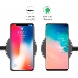 base de carga qi inalambrica rapida para movil compatible con iphone y android. Carga rápida sin cables cargador QI