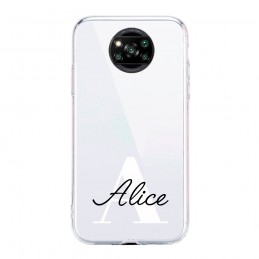 Funda personalizada con nombre y letras para móvil smartphone samsung xiaomi poco huawei x3 p40 s20 silicona transparente