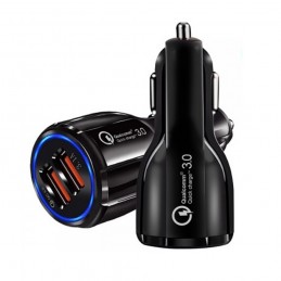 cargador de movil para coche carga rapida doble usb adaptador de mechero para smartphone qualcomm 3.0