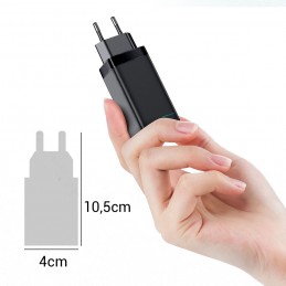 cargador usb tipo c pd con carga rápida 65w para móvil tablet pc portatil con luz led triple entrada