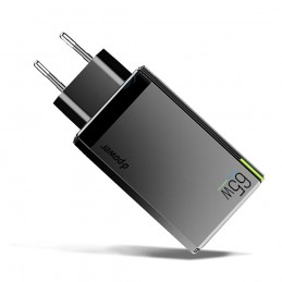 cargador usb tipo c pd con carga rápida 65w para móvil tablet pc portatil con luz led triple entrada