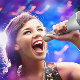 micrófono inalámbrico Bluetooth para karaoke conexión con el móvil cantar en grupo fiestas.