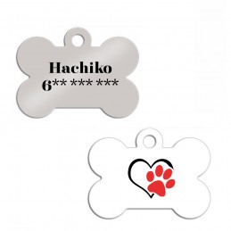 Placa con forma de hueso chapa de aluminio identificación para perro mascota gato con nombre y teléfono