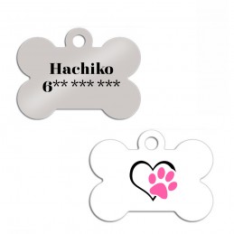 Placa con forma de hueso chapa de aluminio identificación para perro mascota gato con nombre y teléfono