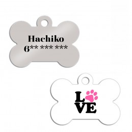 Placa con forma de hueso chapa de aluminio identificación para perro mascota gato con nombre y teléfono