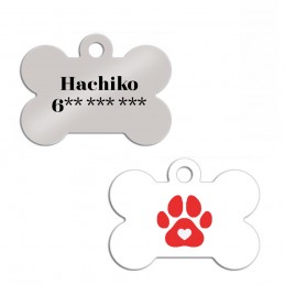 Placa con forma de hueso chapa de aluminio identificación para perro mascota gato con nombre y teléfono