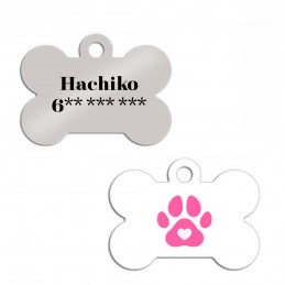 Placa con forma de hueso chapa de aluminio identificación para perro mascota gato con nombre y teléfono