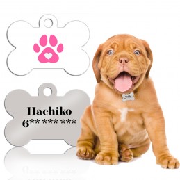 Placa con forma de hueso chapa de aluminio identificación para perro mascota gato con nombre y teléfono