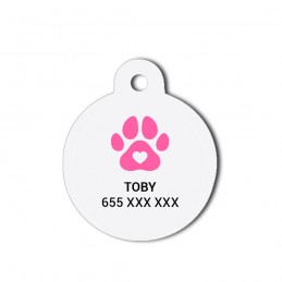 Placa chapa de aluminio identificación para perro mascota gato con nombre y teléfono
