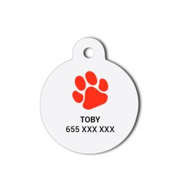 Placa chapa de aluminio identificación para perro mascota gato con nombre y teléfono
