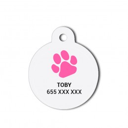 Placa chapa de aluminio identificación para perro mascota gato con nombre y teléfono