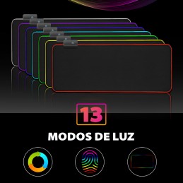 alfombrilla gaming xl para ratón y teclado escritorio gamer con luz LED RGB conexión usb con ordenador