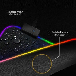 alfombrilla gaming xl para ratón y teclado escritorio gamer con luz LED RGB conexión usb con ordenador
