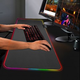 alfombrilla gaming xl para ratón y teclado escritorio gamer con luz LED RGB conexión usb con ordenador