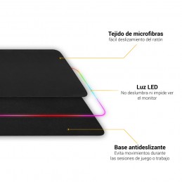 alfombrilla gaming xl para ratón y teclado escritorio gamer con luz LED RGB conexión usb con ordenador