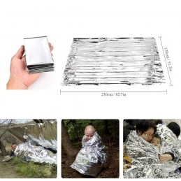 kit de supervivencia para senderismo camping montañismo acampada con cuchillo brujula linterna y manta térmica