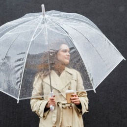 kit de 2 paraguas transparentes con forma curva grande protección para lluvia y viento