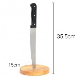 portarollos de papel de cocina del chef enfadado soporte para rollo de papel con base de madera y cuchillo de acero inoxidable