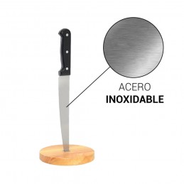 portarollos de papel de cocina del chef enfadado soporte para rollo de papel con base de madera y cuchillo de acero inoxidable