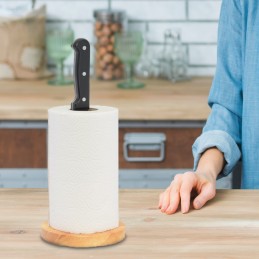 portarollos de papel de cocina del chef enfadado soporte para rollo de papel con base de madera y cuchillo de acero inoxidable