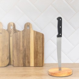 portarollos de papel de cocina del chef enfadado soporte para rollo de papel con base de madera y cuchillo de acero inoxidable