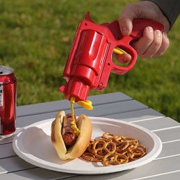 dispensador de salsas en forma de pistola divertido y original para servir salsa y aceite ketchup mayonesa