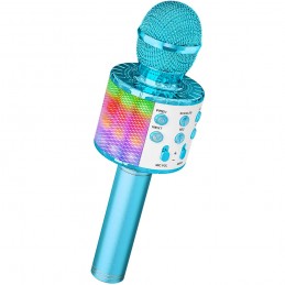 micrófono de karaoke portátil con luz LED para cantar niños y adultos con altavoz de sonido potente para canciones