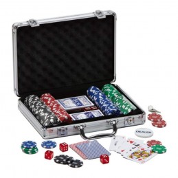 kit de póker premium 200 fichas con maletín de aluminio barajas de cartas para póquer, blackjack y ruleta juegos de azar