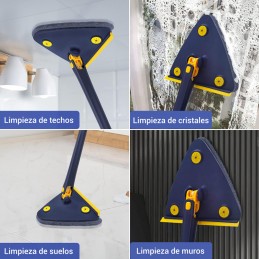 mopa triangular ajustable fregona con autodrenaje cabezal microfibras suelo techos para seco y mojado